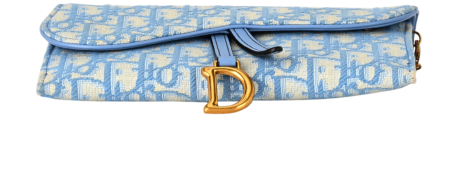 Saddle Wallet On Chain, &pound;850, Handbags, Blue, Canvas/Leather, Top view